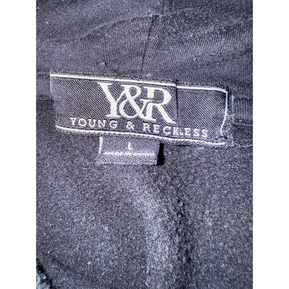 Young & Reckless Los Angeles Side Stripe Hoodie | Black Red Script Pullover - Picture 5 of 6